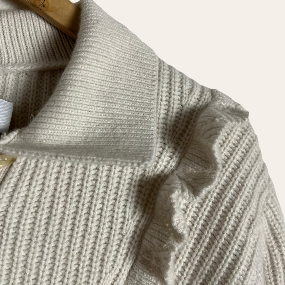 Derek Lam 10 Crosby Noelia Ivory Collared Ruffle Pullover Sweater Size M - Picture 6 of 13
